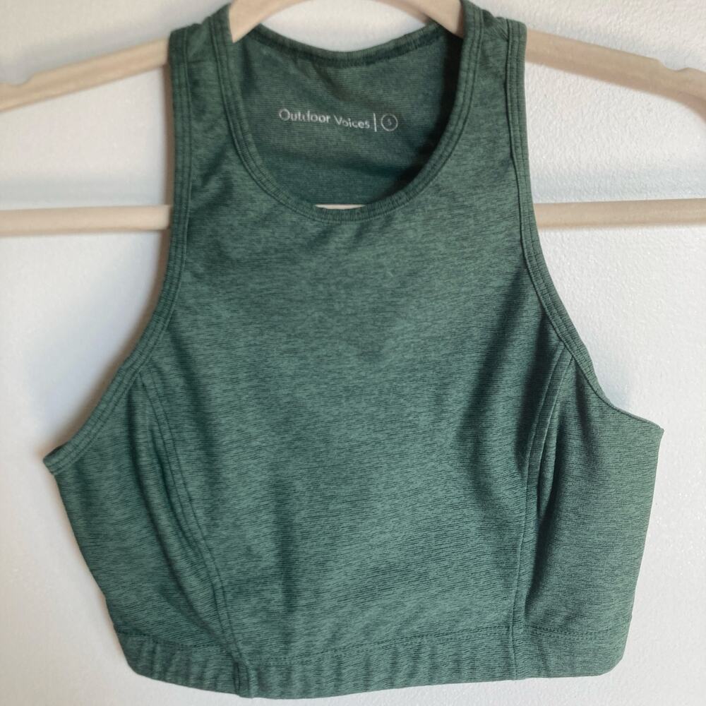 Outdoor Voices Athena Green Crop Top Sports Bra Womens S Activewear Athleisure